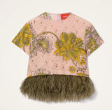 La Scala Tee - Swathe Pink in Cotton Sangallo Lace With Feathers by La Double J