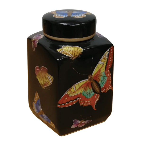 Tea Caddy in Porcelain with Butterflies