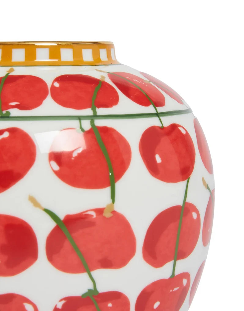 Vase Cherries  in Porcelain By La Double J