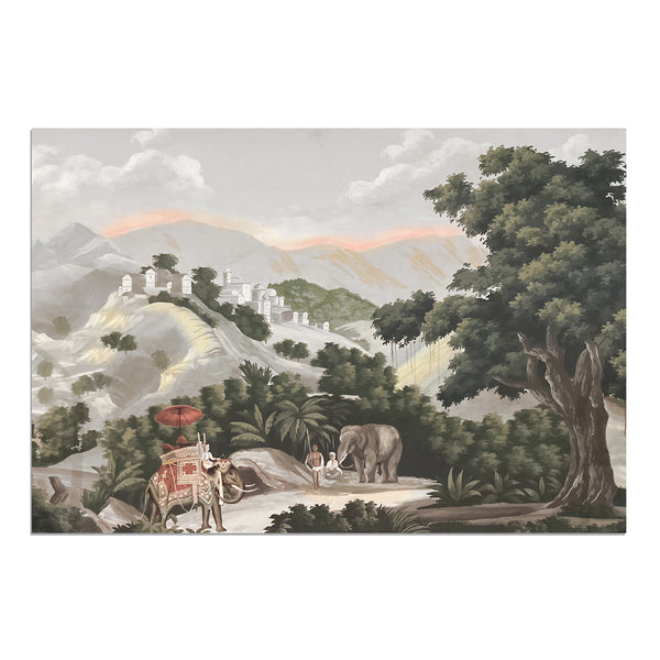 Wallpaper on Wooden Panel. The travels of Diwarâ. 200 cm x 140 cm