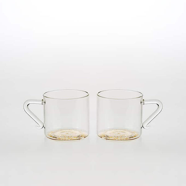 Tea Cups; Cylindrical with Gold Bottom, Set of 2