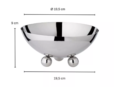 Chicago bowl (height 9 cm, Ø 19.5 cm), highly polished, stainless steel