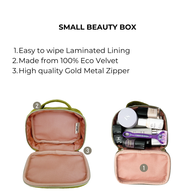 Cosmetics & Trinket Bag – Eco Velvet – Green S
