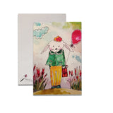 Bunny CARD, FLAT CARD with watercolor painting print