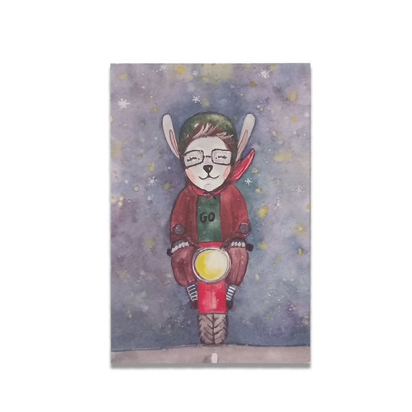 Cards; folded with watercolor painting print - Bunny