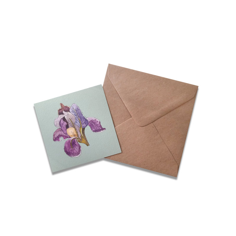 Orchid SQUARE FLAT CARD WITH WATERCOLOR PAINTING PRINT