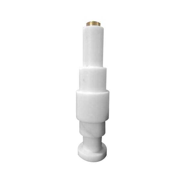 Candle Holder in Satin White Carrara Marble and Brass by Jacopo Simonetti Design