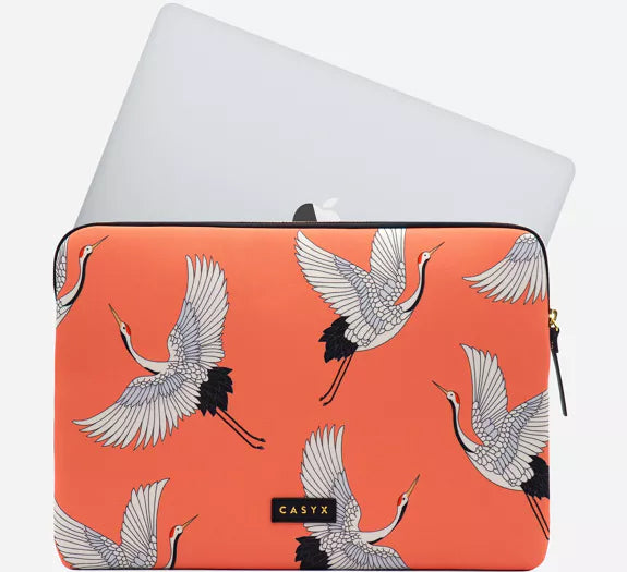 Laptop sleeve size 15" - Coral Cranes