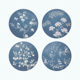 Chinoiserie Coasters in Blue Gray - set of 4