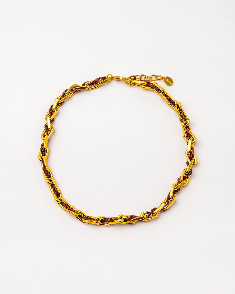 Necklace with burgundy Rope - Handmade