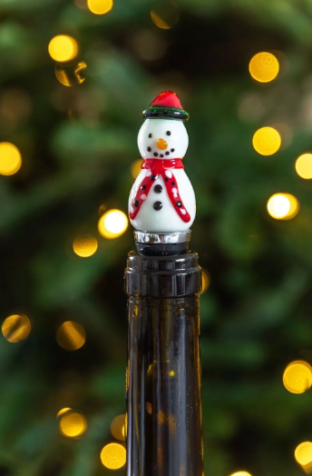 Bottle stopper snowman (height 11 cm), Murano glass