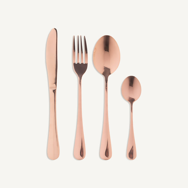 Cutlery in Rose Gold Effect Steel (Set of 24)