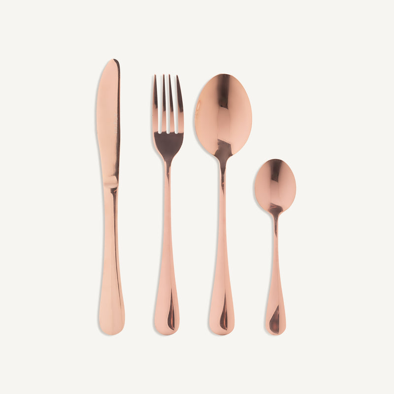 Cutlery in Rose Gold Effect Steel (Set of 24)