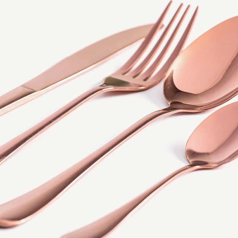 Cutlery in Rose Gold Effect Steel (Set of 24)