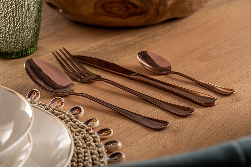 Cutlery in Rose Gold Effect Steel (Set of 24)