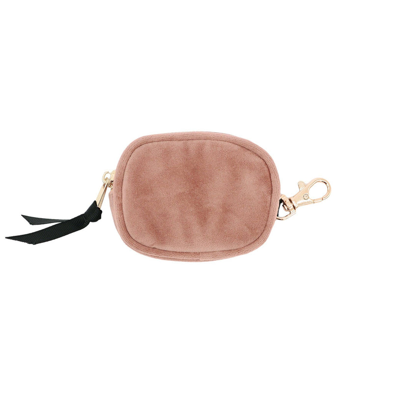 Earbuds Travel Case w Clasp – Eco Velvet – Pink