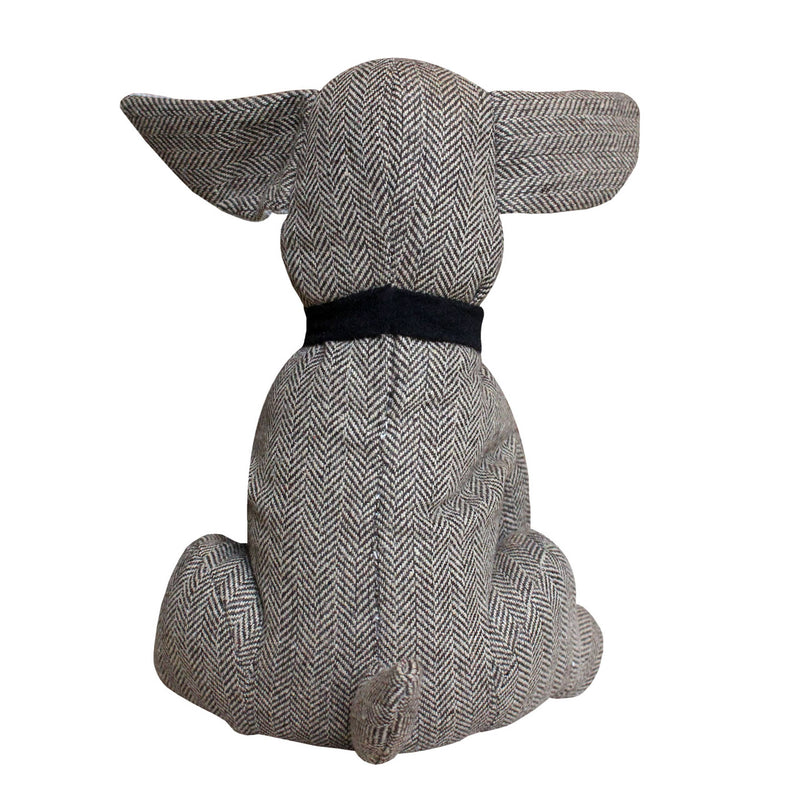 Door Stop - Dog, Brown Herringbone
