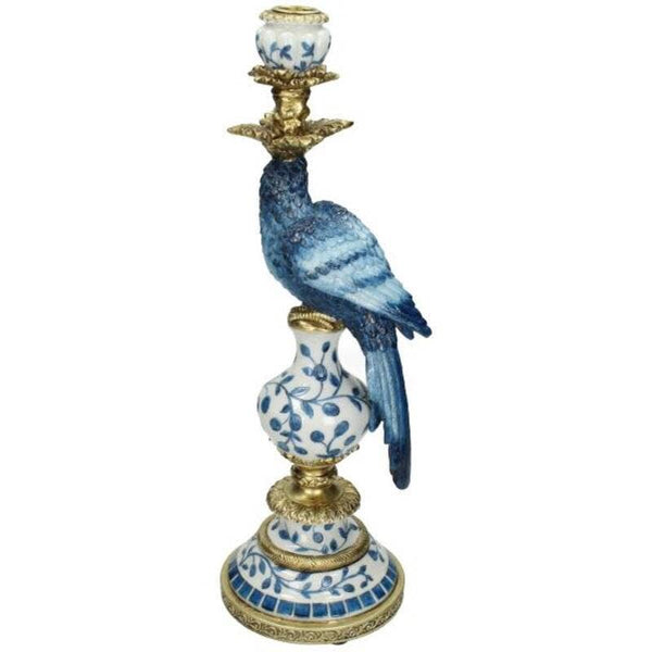 Candleholder - Blue Parrot - Polystone
