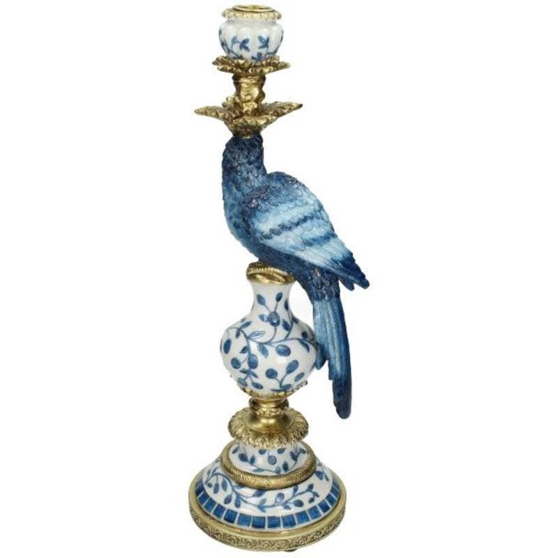 Candleholder - Blue Parrot - Polystone