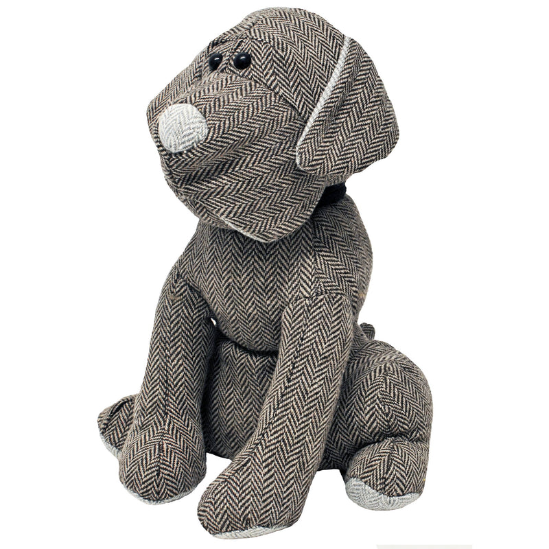 Door Stop - Dog, Brown Herringbone