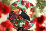 Round Birch Veneer Tray with a Toucan