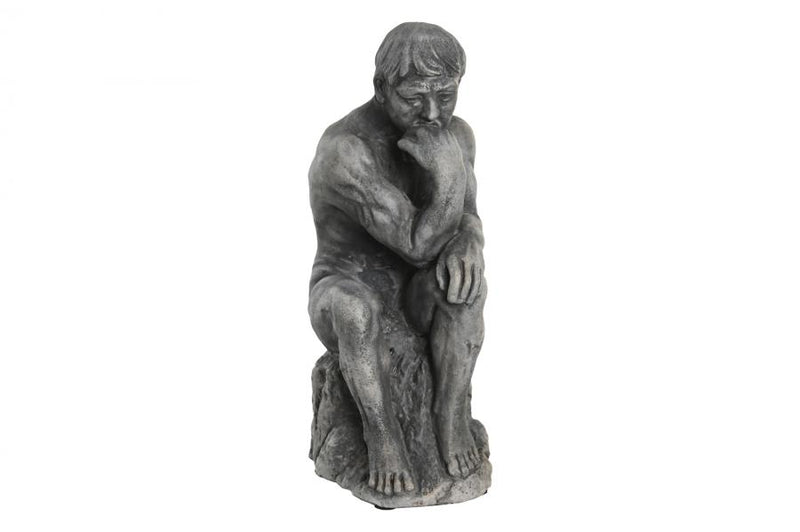 Gray Cement Thinker Sculpture