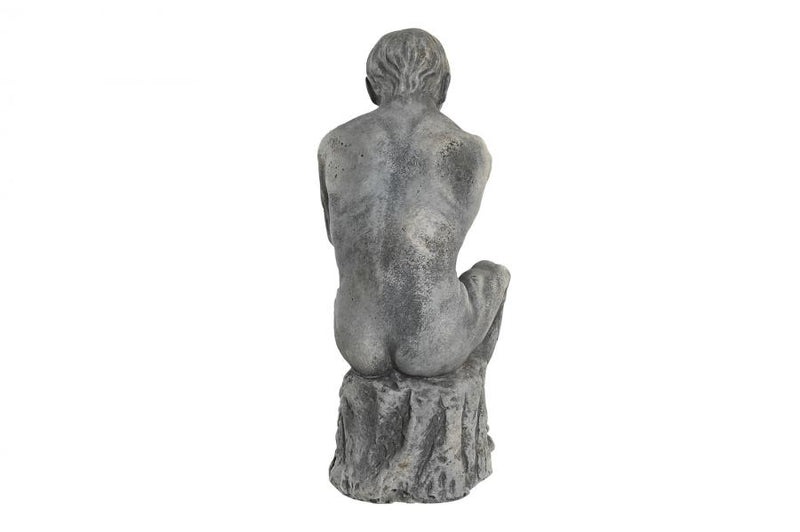 Gray Cement Thinker Sculpture