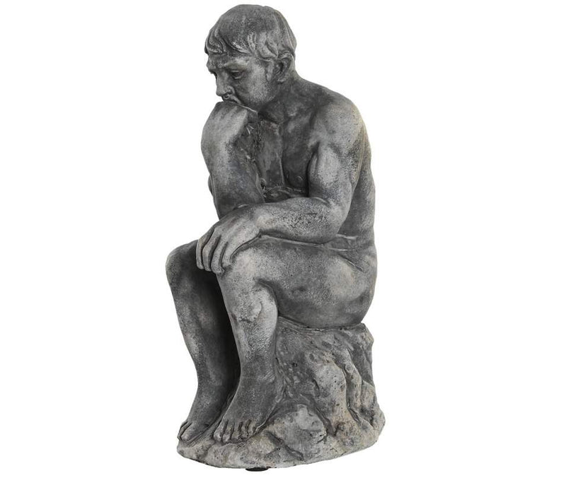 Gray Cement Thinker Sculpture