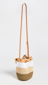 Shoulder Bag; Raffia Secchiello Shoulder Bag in multicolor beige by La DOUBLEJ