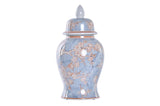 Urn - Pale Blue with Orange Flowers