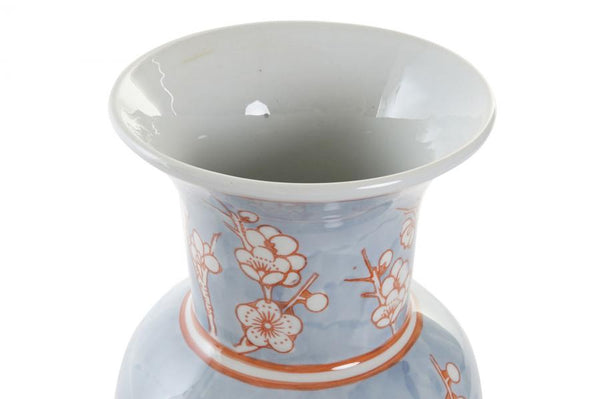 Vase - Pale Blue with Orange Flowers
