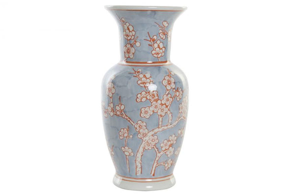 Vase - Pale Blue with Orange Flowers