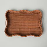 Rattan Scalloped Tray Large