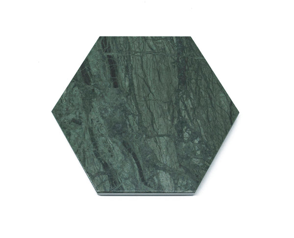 Serving Plate; Hexagonal in Green Guatemala Marble with Cork