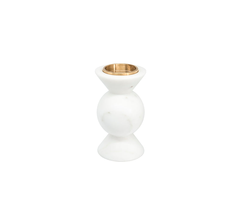 Short marble rounded candle holder