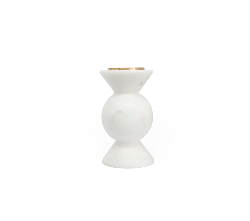 Short marble rounded candle holder