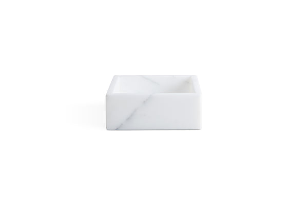 Tray/Cotton Box Holder in White Marble (square)