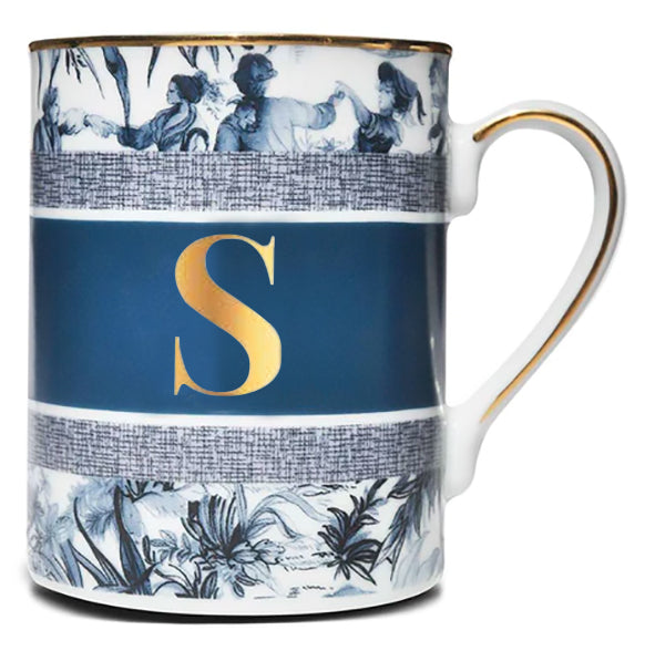 Versailles Collection; Mug in Porcelain - Letter S