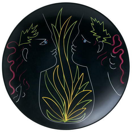 Plate; Coupe Plate Orphée et Eurydice Black with Gift Box