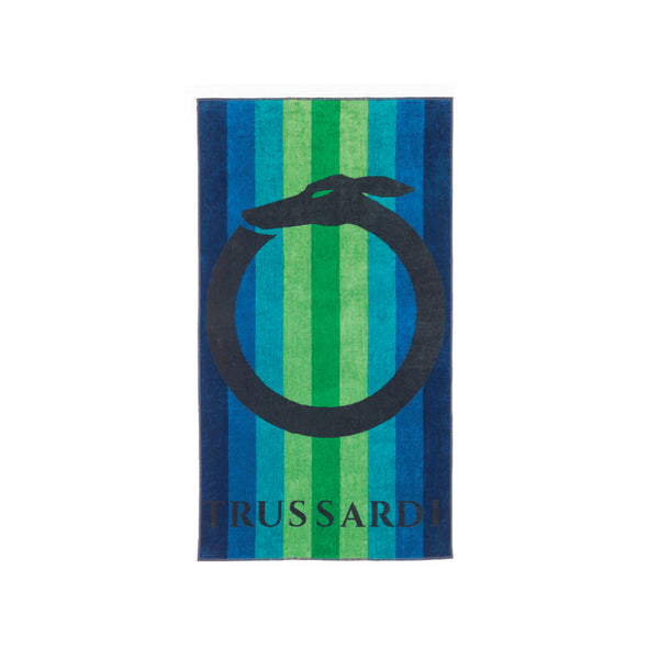 Trussardi;  Beach Towel in Blue & Green
