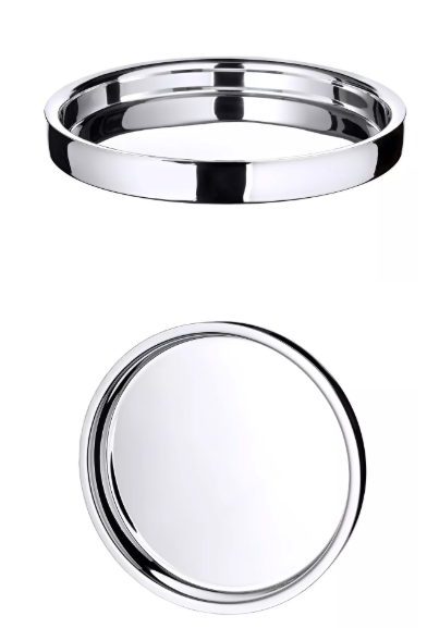 Tray Alaska (ø 40 cm) round, high-gloss polished stainless steel, serving tray, decorative tray