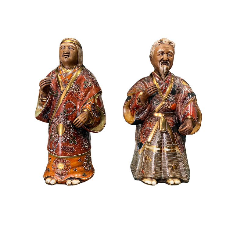 PAIR OF VINTAGE CERAMIC ASIAN MEN Statues