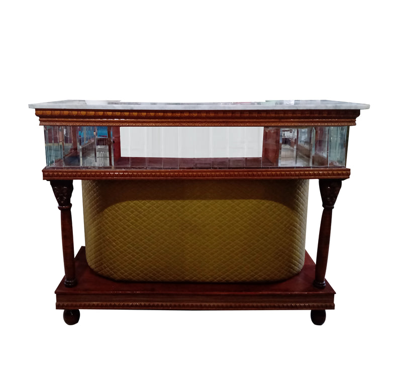 Vintage wooden bar with marble top