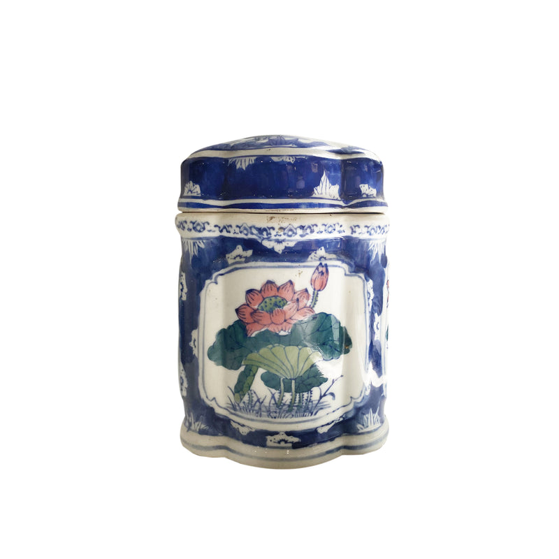 Vintage Collection; Chinoiserie - Pair of Blue & White Ceramic Jars with Lid