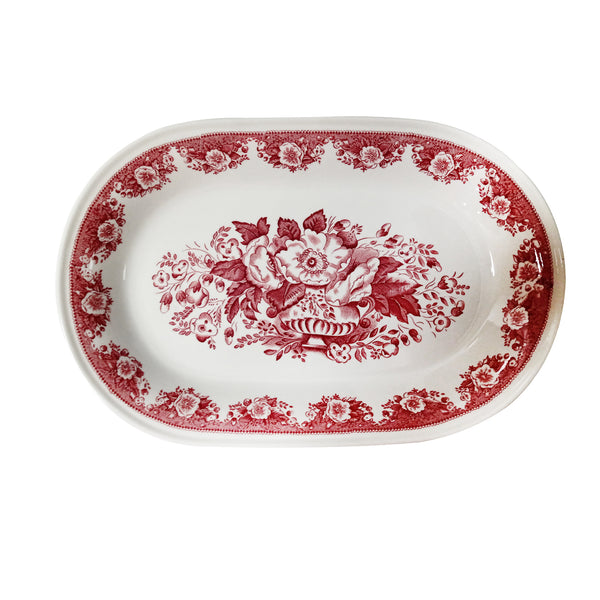 Vintage Collection; Serving Plate in Ceramic with red flowers