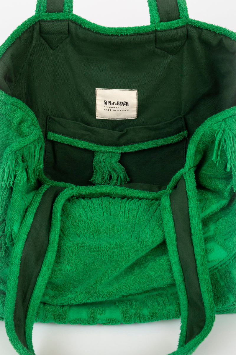 Beach Bag in Green Terry Cotton