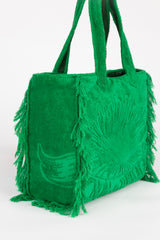 Beach Bag in Green Terry Cotton