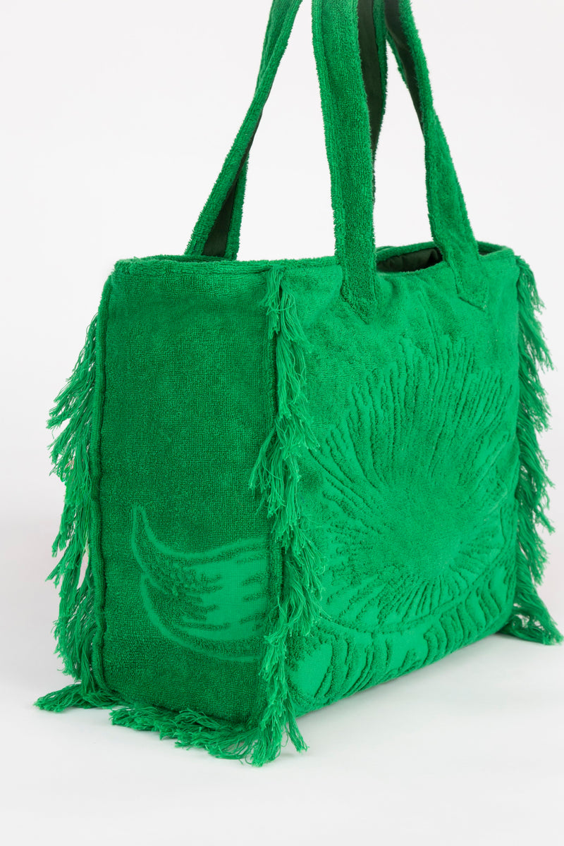Beach Bag in Green Terry Cotton
