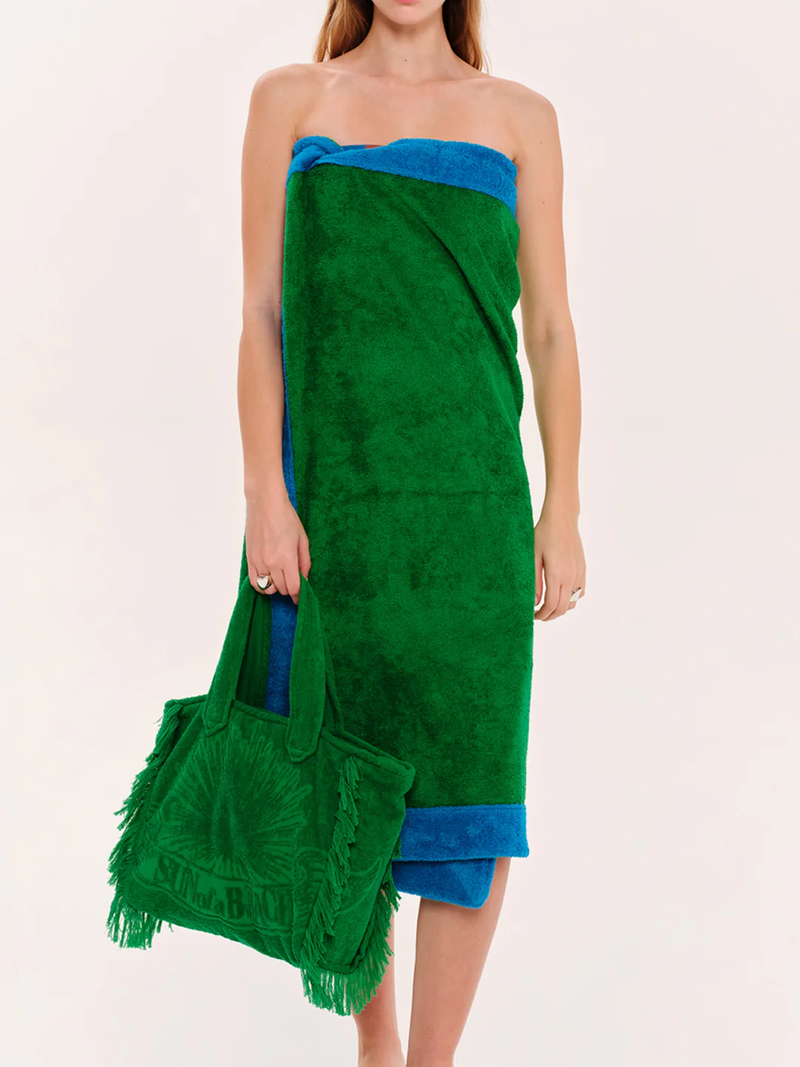 Beach Bag in Green Terry Cotton
