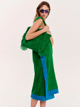 Beach Bag in Green Terry Cotton